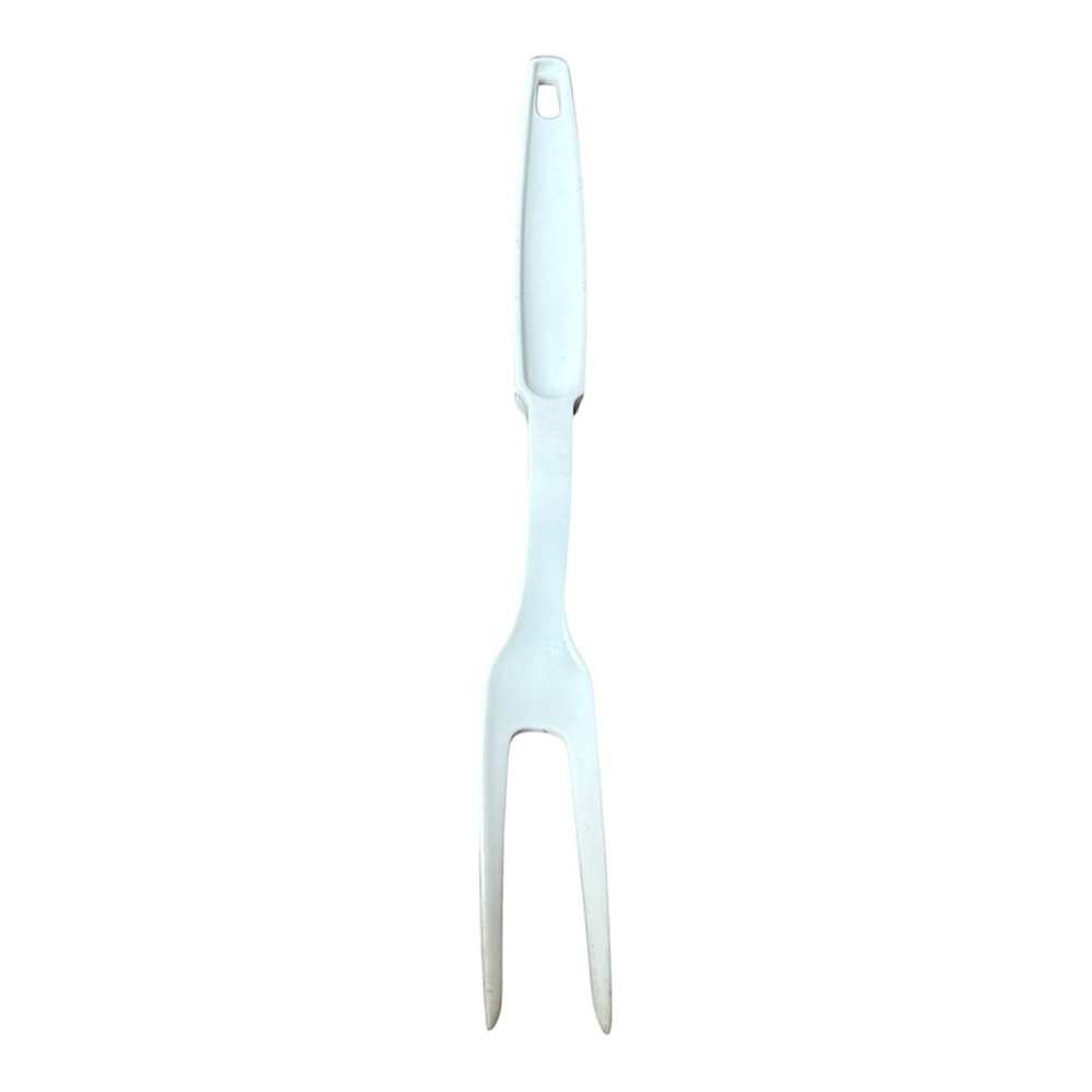 EKCO White Kitchen Carving Fork - Durable Two-Prong Serving Fork